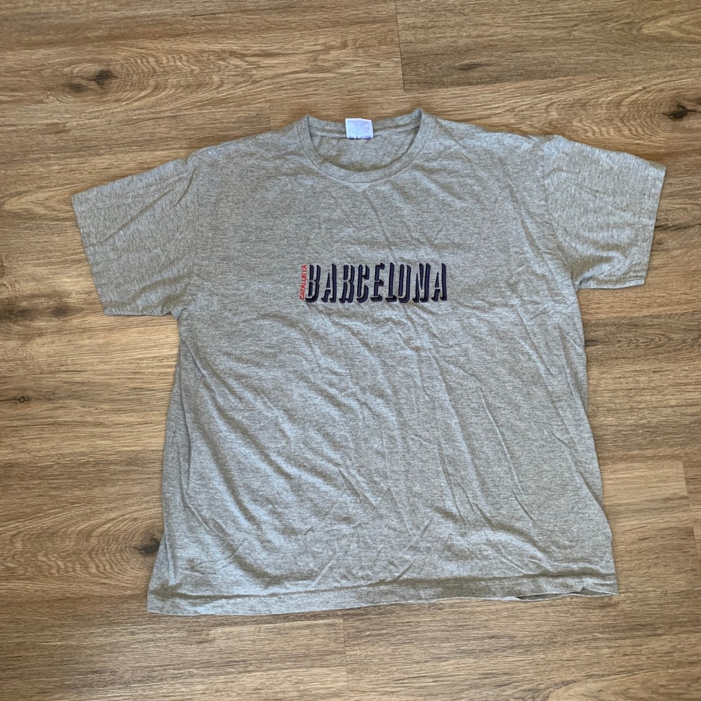 Vintage 1990s Barcelona Catalunya T-Shirt Mens XXL Gray Short Sleeve Graphic Tee